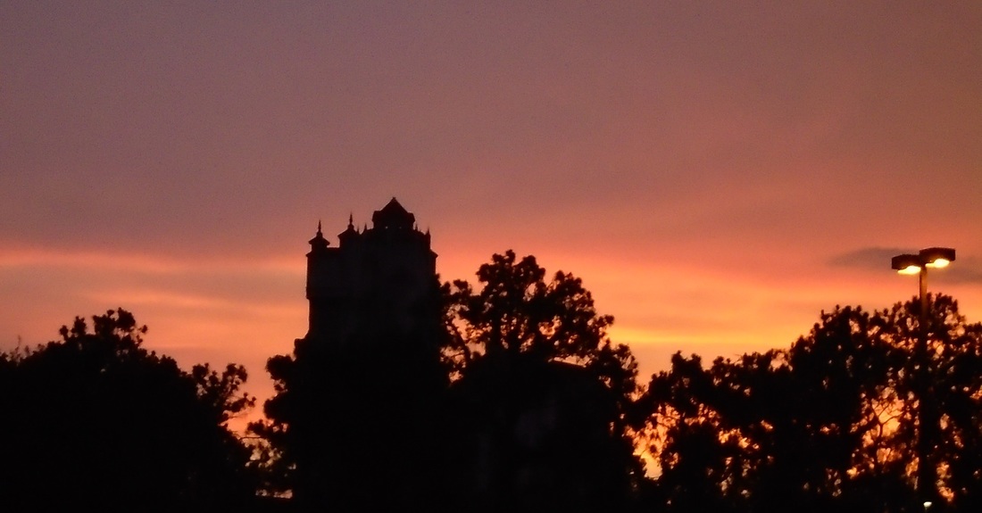 Tower of Terror brilliant sunset. Is it watching me with it's own eyes? For more http://wdwnooks.weebly.com/